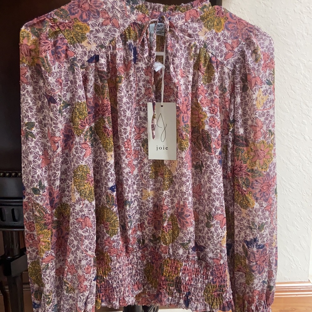 Joie printed tie neck blouse(S)